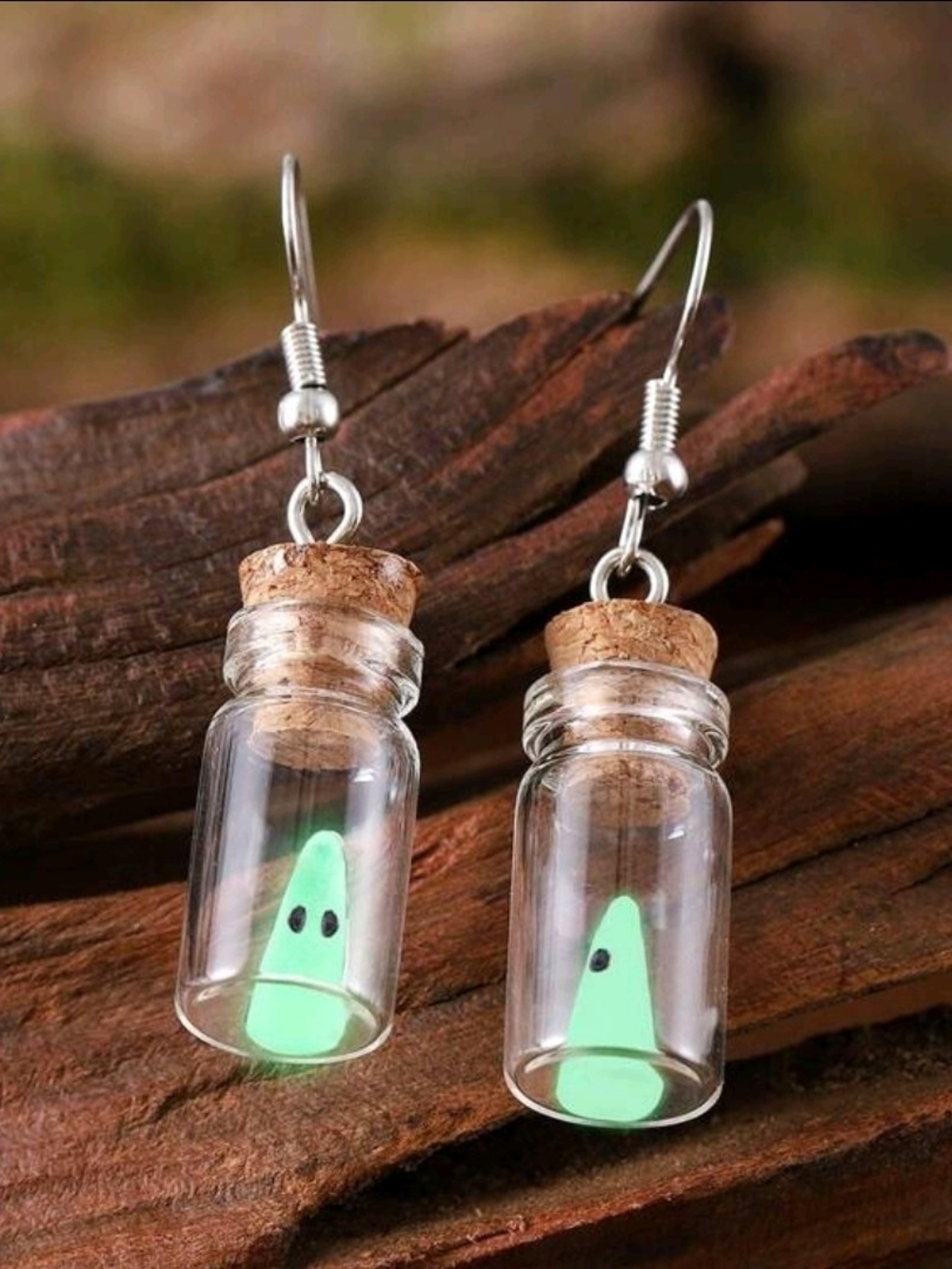 Glow-in-the-Dark Ghost in a Bottle Earrings